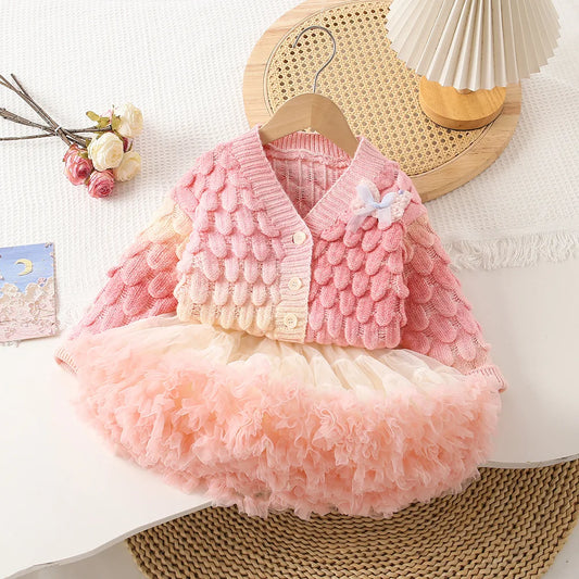 Girls Knitted Tutu Skirts 2pcs Suit