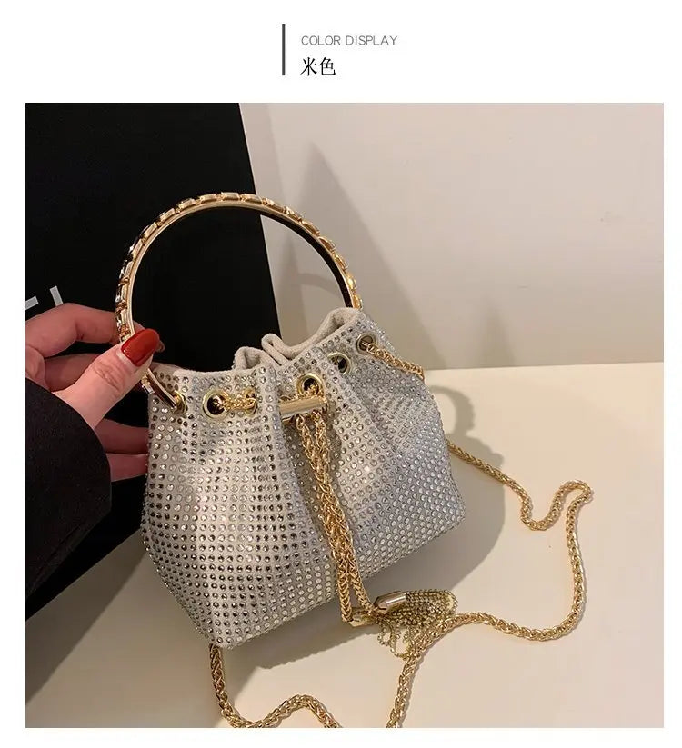 Candy Color Diamonds Drawstring Bucket Bag