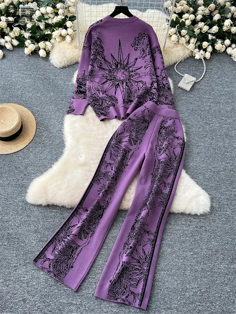 Jacquard Knitting Two Pieces Suits