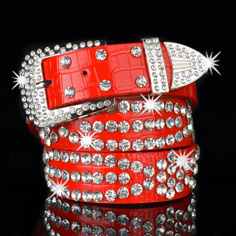 Leopard Studded Rhinestone Belt