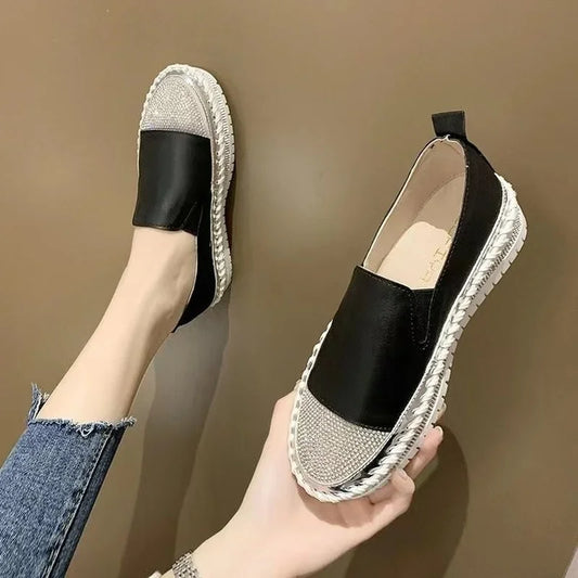 New Crystal Sequins Round Toe Luxury Flat Shoes