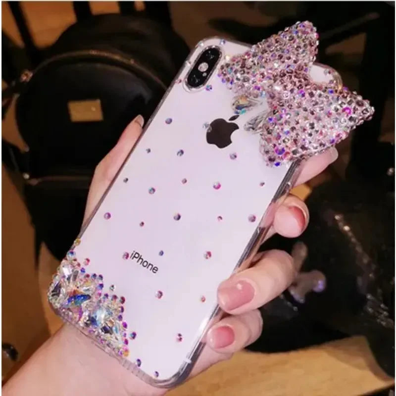 Phone Case for Iphone 11 12 13 14 15 Pro MAX 7 8 15Pro 14Pro Luxury Bling Rhinestone Diamond Bow-knot Case for Iphone XR Xs Max