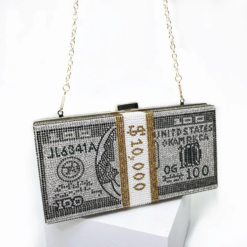 Creative Money Clutch Rhinestone Purse