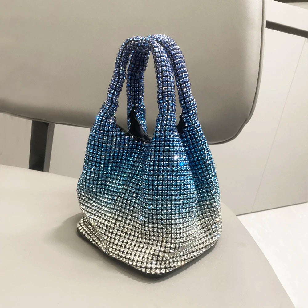 Ombre Rhinestones Hobo Shoulder Bag