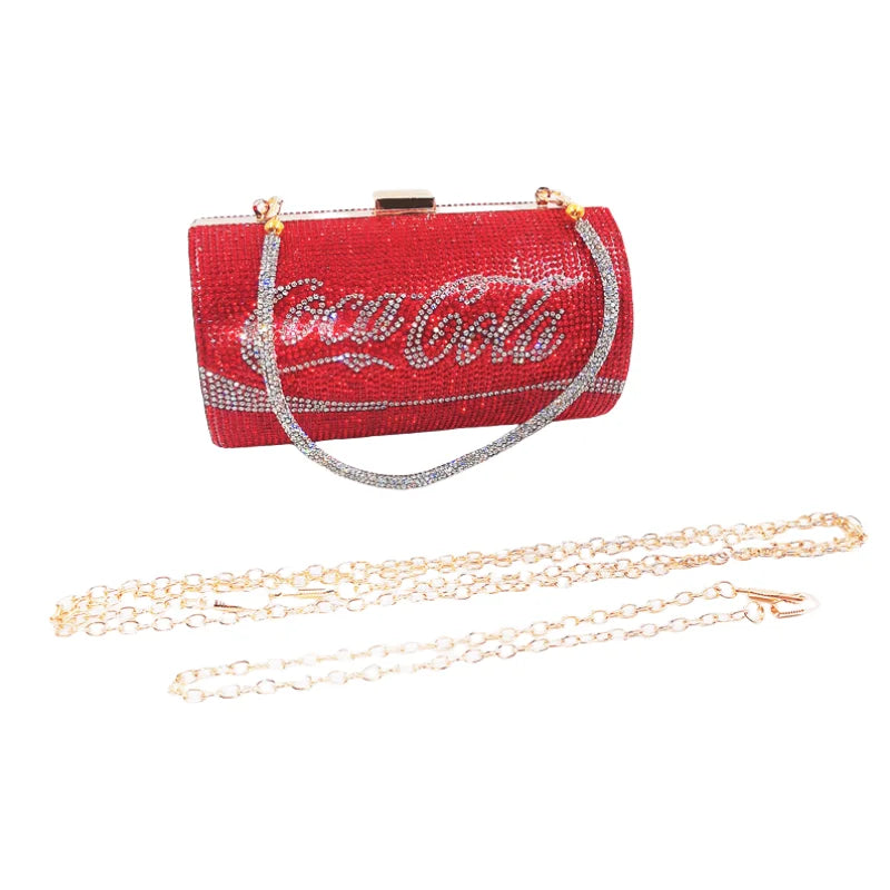 Fashion Coca Cola Rhinestone Crystal Sparkly Clutch Evening Handbags