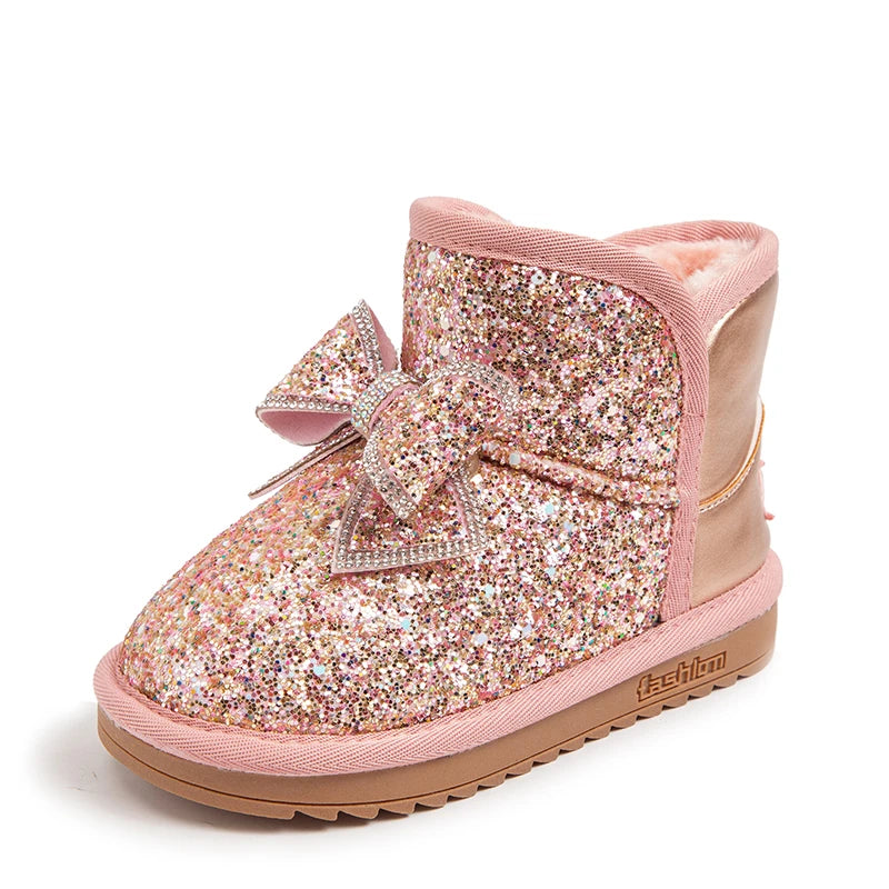 Cute Girl Bow Rhinestones Snow Boots