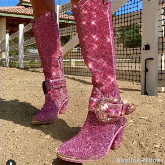 Luxury Sparkling Rhinestone Western Cowboy Boots