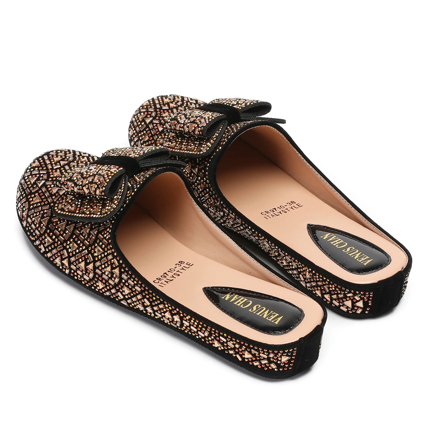 Nigeria Gold Color Stick in Elegant Flat Shoes