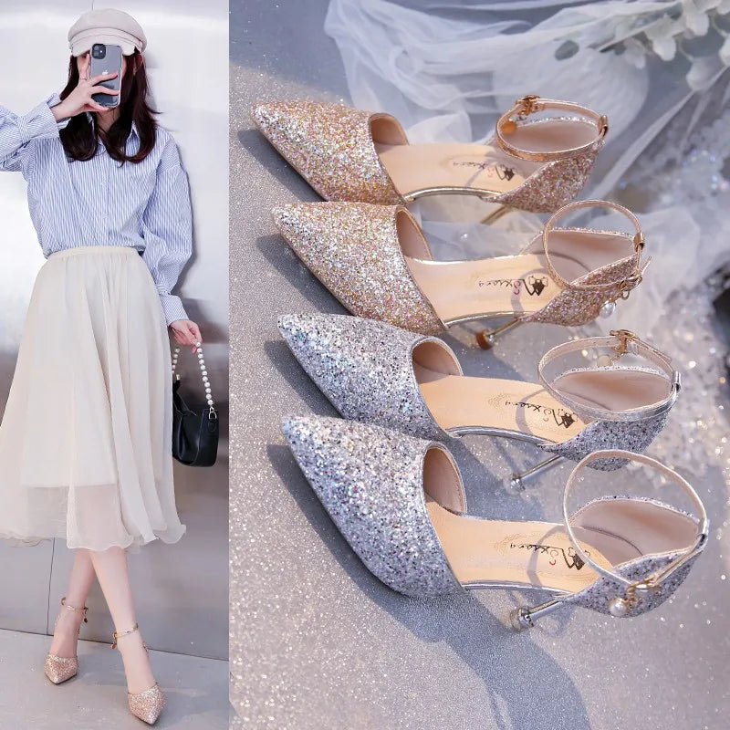 Glitter Party Ankle Strap Pumps