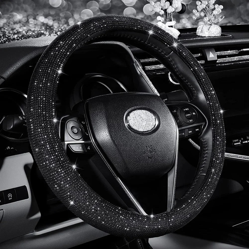 Bling Bling  Velvet Diamond Rhinestones Car Steering Wheel Cover