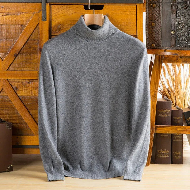 100% Pure Cashmere Wool Turtleneck Sweaters For Men