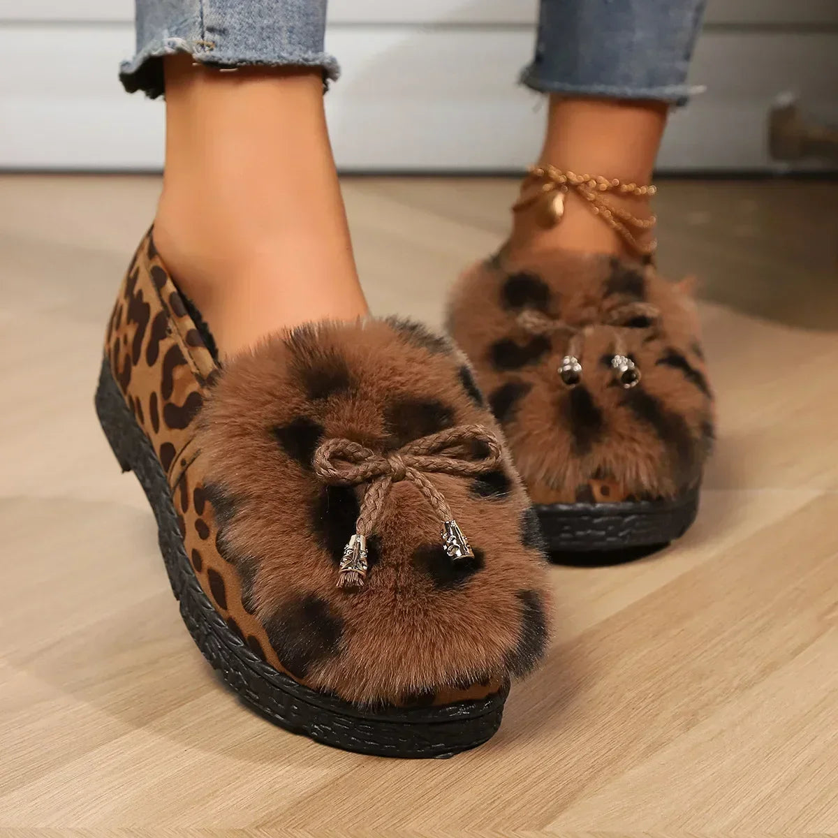 Women Fluffy Fur Flap Loafer