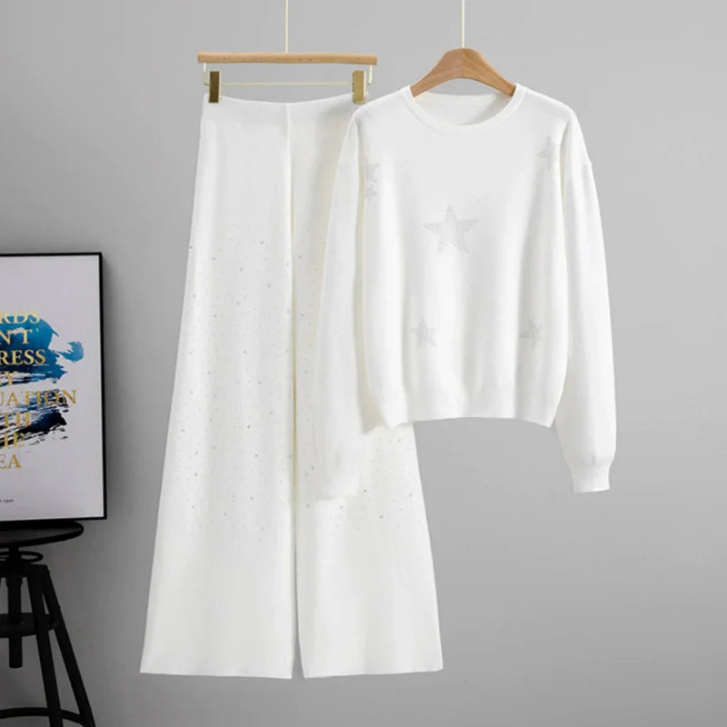 Rhinestone Knitted 2 Piece Sets