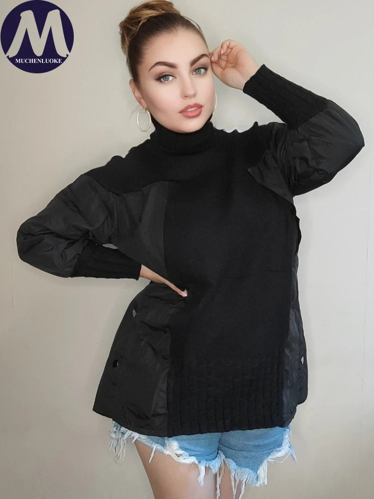 Casual Long Sleeve Loose Turtleneck Knit Sweaters Pullovers