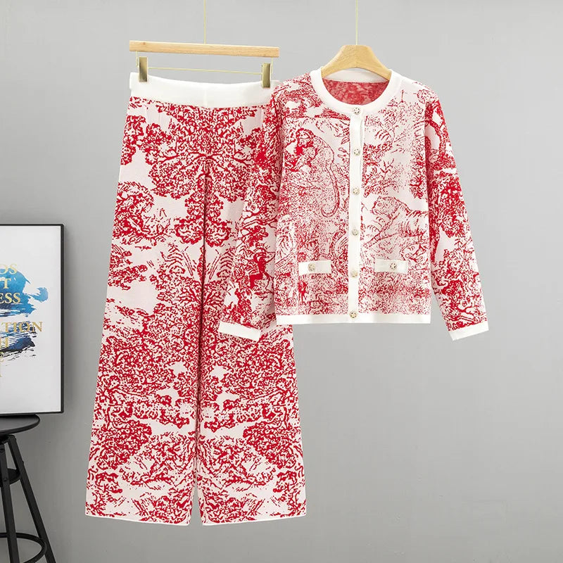 Jacquard Landscape Painting  Knitted Set