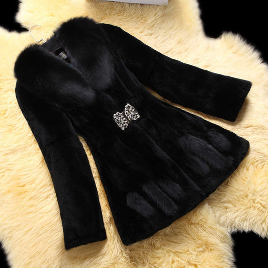 Med-length imitation mink fur jackets