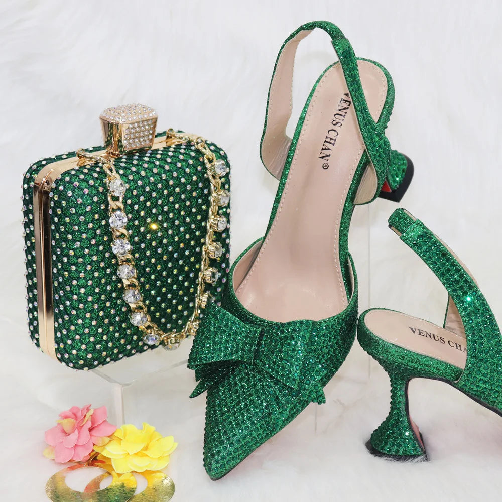 Bling Women Shoes and Bag Set