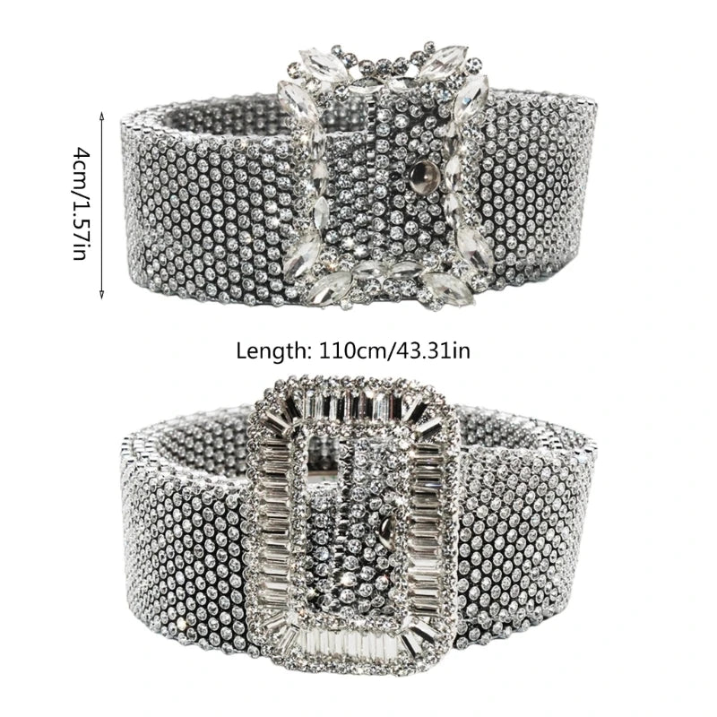 Bling Mesh Belts with Rhinestone Buckle