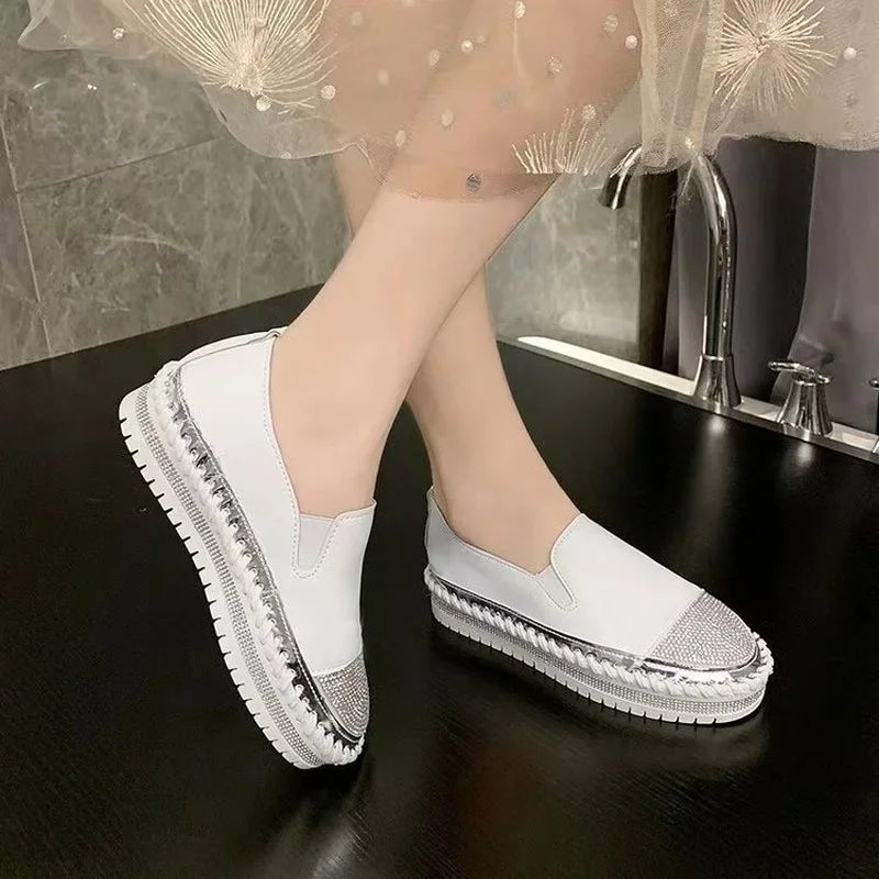 New Crystal Sequins Round Toe Luxury Flat Shoes