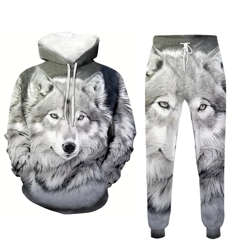 NEW Hoodies Set 3D Print Animal Patterns Men Tracksuit Sets