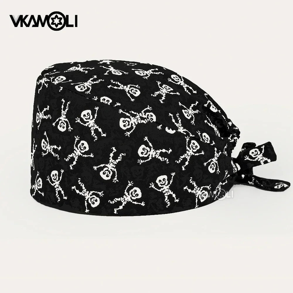 Festival Skeleton Skull Printed adjustable Surgical Hats