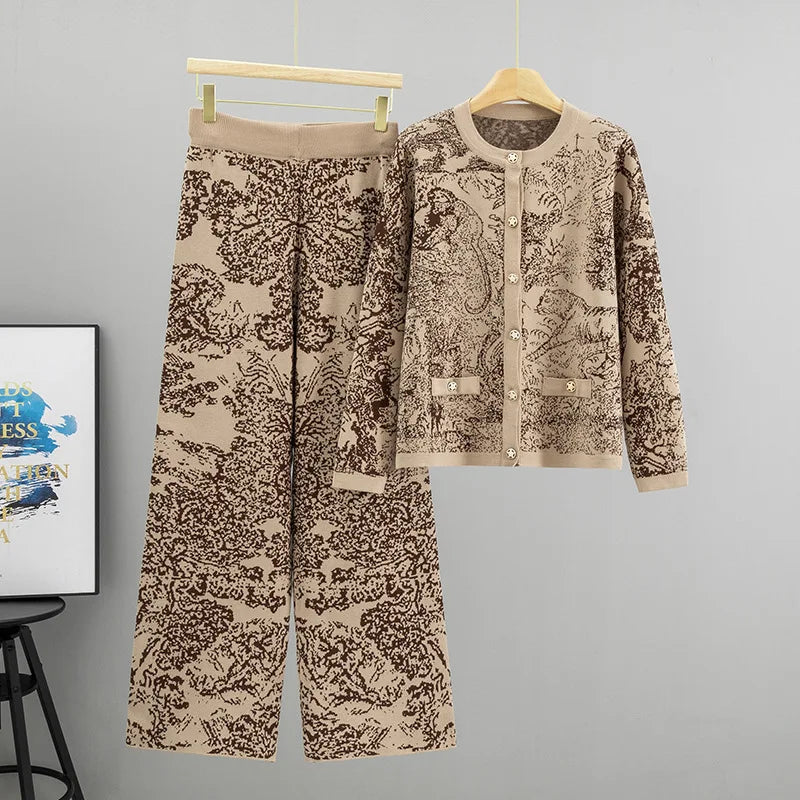 Jacquard Landscape Painting  Knitted Set