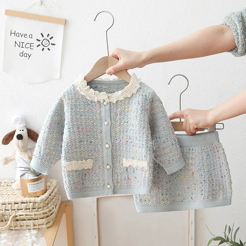 Girls Coco Knitted Sweaters Skirts 2pcs Suit