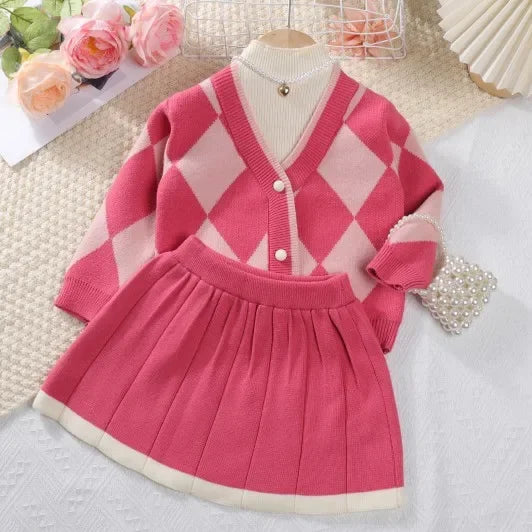 Girls Sweater Dress 2pcs Set