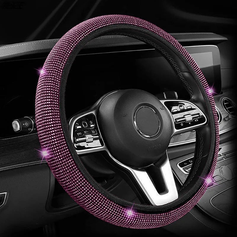 Bling Bling  Velvet Diamond Rhinestones Car Steering Wheel Cover