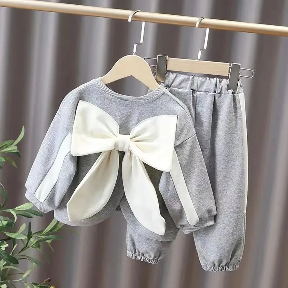 Fashionable Cute Large Bow Loose Sweater Pants 2PCS Set