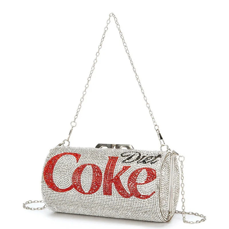 Fashion Coca Cola Rhinestone Crystal Sparkly Clutch Evening Handbags