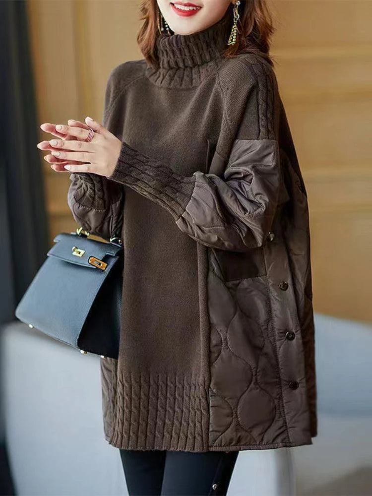 Casual Long Sleeve Loose Turtleneck Knit Sweaters Pullovers