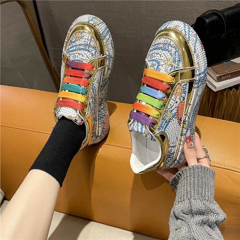 Graffiti Trendy Rhinestone Sneakers Shoes