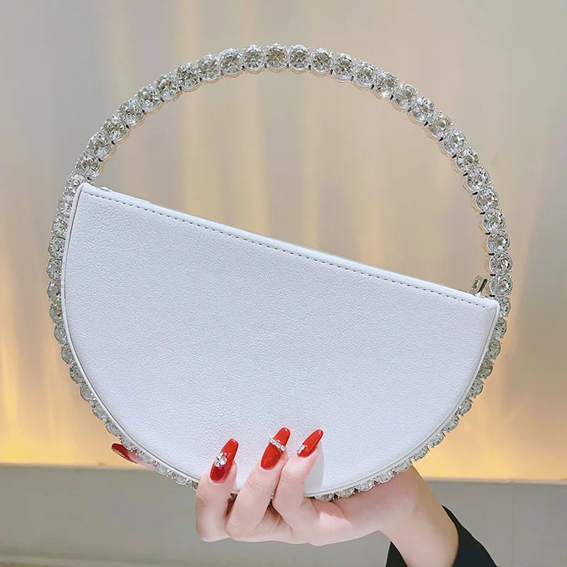 Rhinestone Round Ring Evening Bag