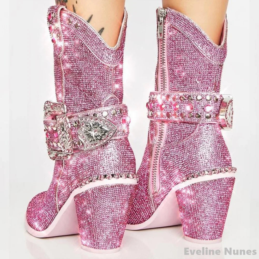 Luxury Sparkling Rhinestone Western Cowboy Boots