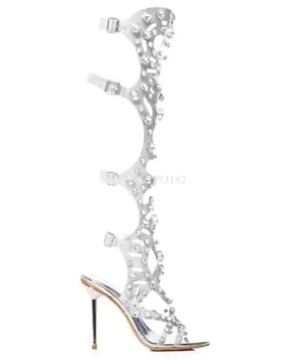 Bling Open Toe Transparent Thin Heel Sandal Boots