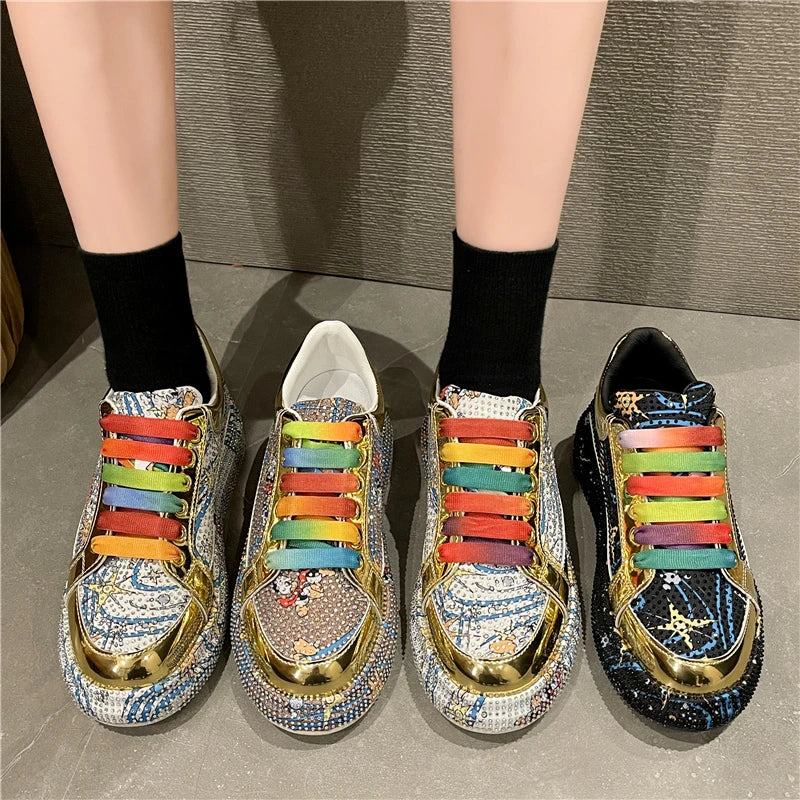 Graffiti Trendy Rhinestone Sneakers Shoes