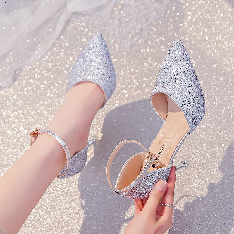 Glitter Party Ankle Strap Pumps