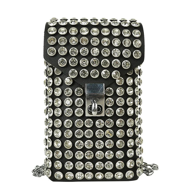 Luxury Full Rhinestone Women Phone Crossbody Shoulder Bag