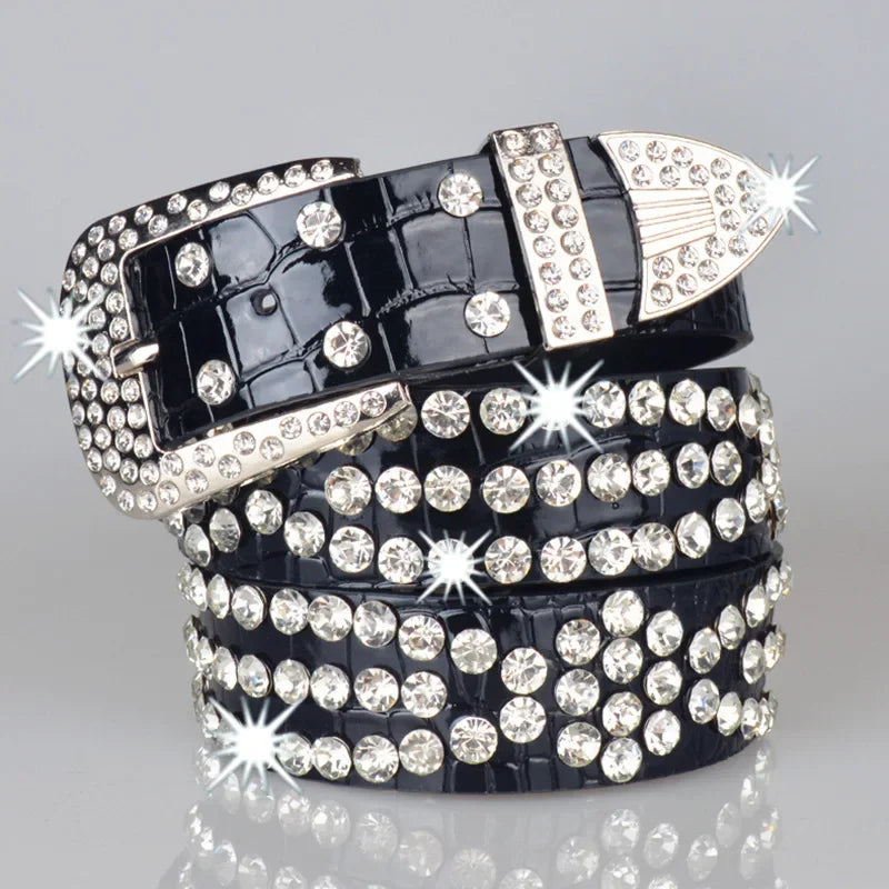 Leopard Studded Rhinestone Belt