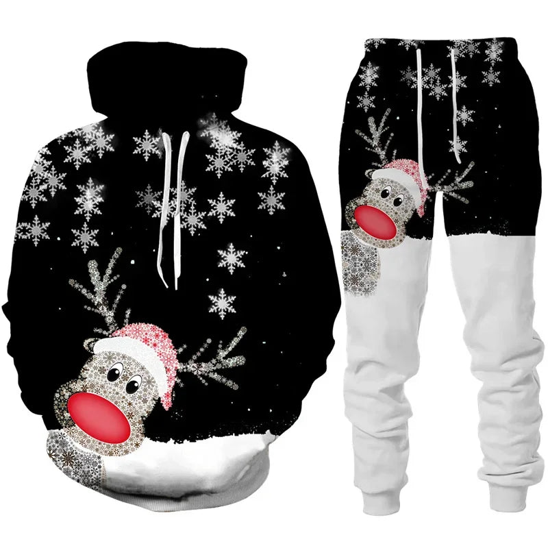 3D Print Hoodies 2pcs Christmas Tracksuit