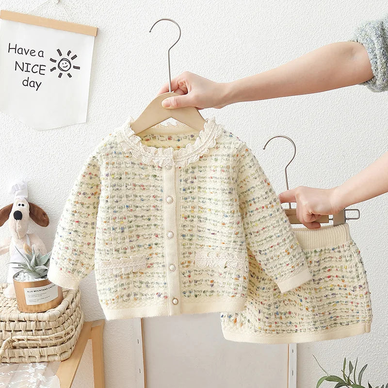 Girls Coco Knitted Sweaters Skirts 2pcs Suit