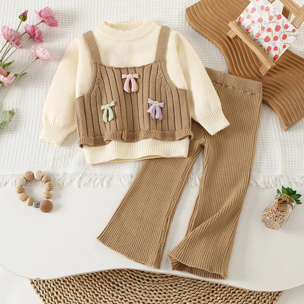 Girl Flower Knitted  2Pcs Set