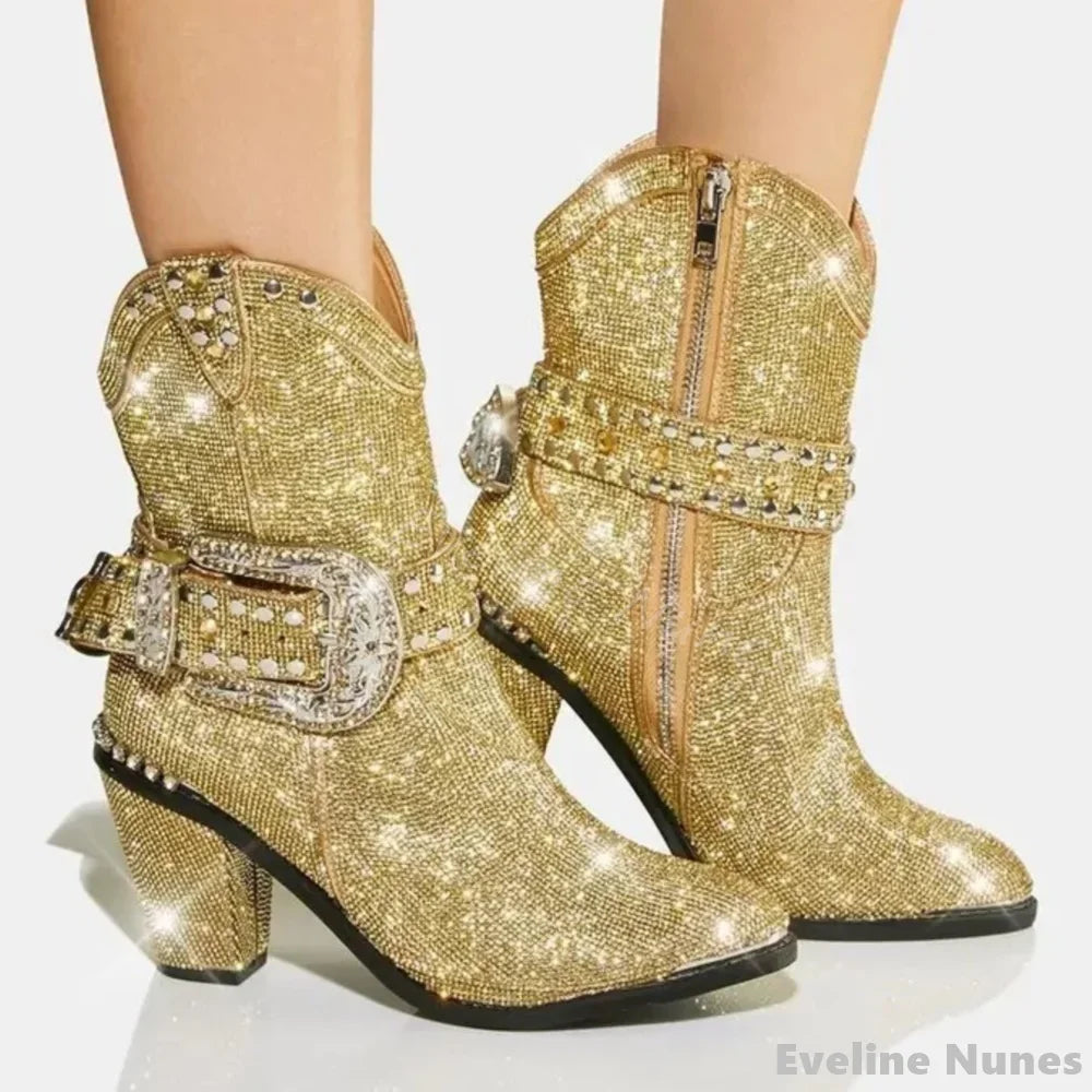 Luxury Sparkling Rhinestone Western Cowboy Boots