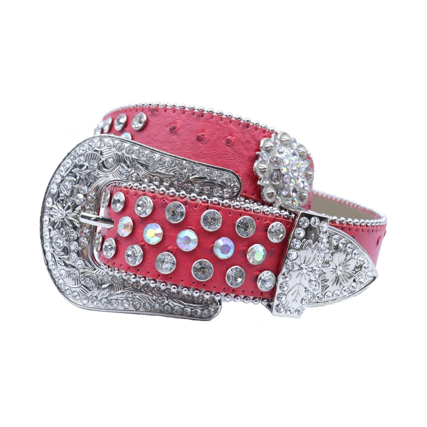 Round Flower Rhinestone Designer Plus Size Belt