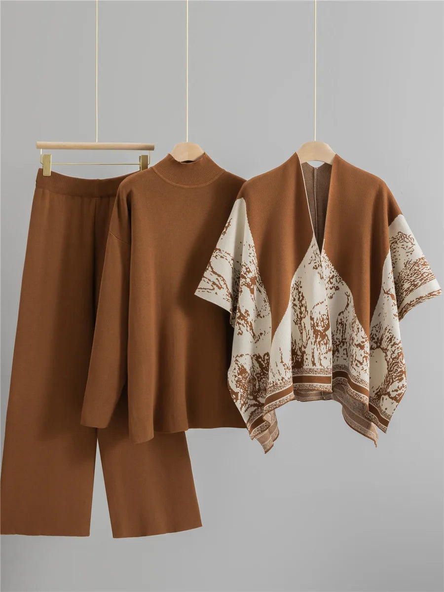3 Piece  Turtleneck Sweater Pants Set