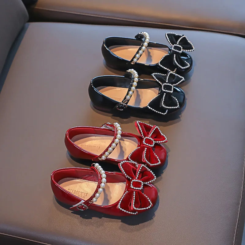 Mary Jane Shoes with Rhinestone Bow