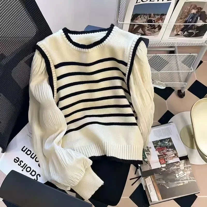 Black and White Striped knitted sweaters