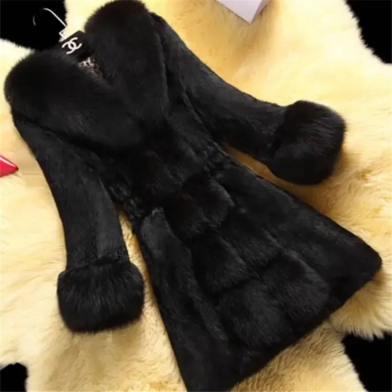 Faux Rabbit Hair Fur Coat