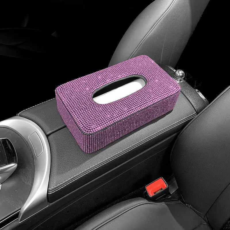 New Luxury Rhinestone Car Tissue Box Holder